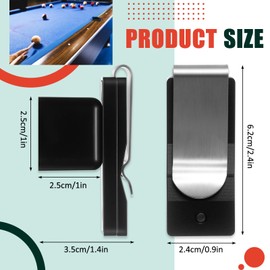 Seenelling 1 Pcs Magnetic Chalk Holder Pool Billiards with Aluminum Belt Clip and 6 Pcs Square Shaped Pool Cue Chalk Billiard Holder Accessories for Snooker Players