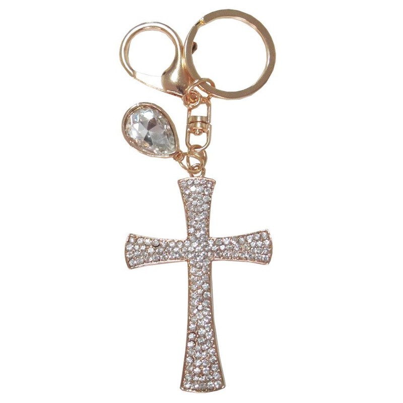Holy Cross with Rhinestone Sparkling Charm Blingbling Keychain Crystal Pendant