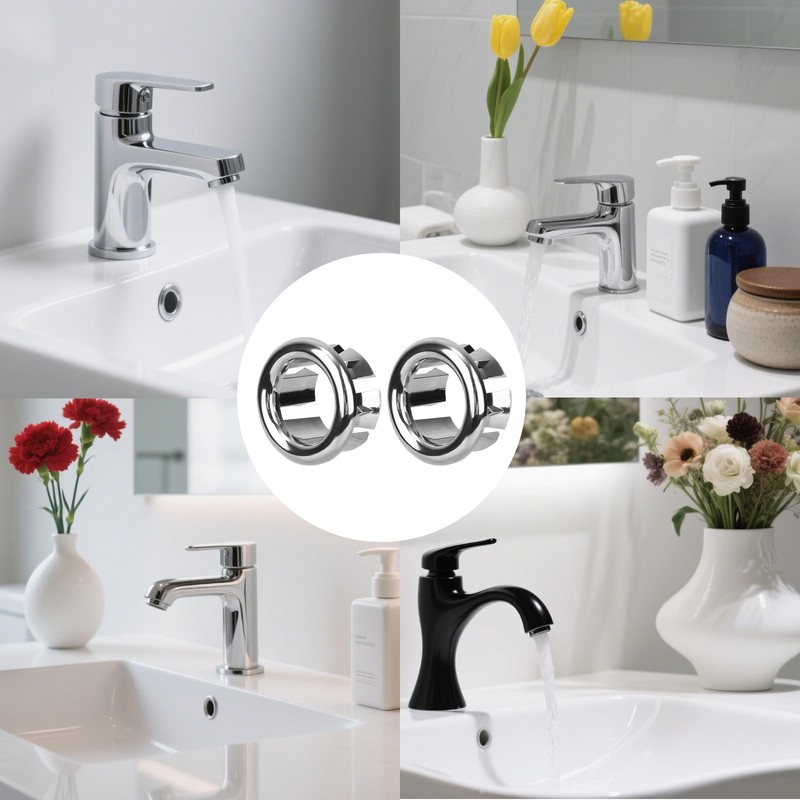 2pcs Sink Overflow Ring, Chrome Bathroom Sink Overflow Trim Ring
