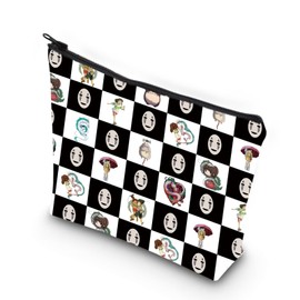 No Face Gift Animated Movie Themed Cosmetic Bag Animated Fans Gift Zipper Pouch Makeup Bag (Spirited A lattice CA)