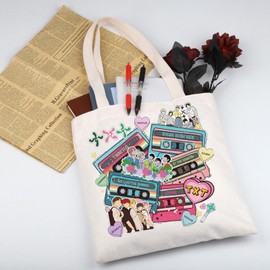 MYSOMY Korean Group TXT Canvas Tote Bag TXT Fans Gift K-pop Music Lover Gift Korean Group TXT Merchandise K-pop Gift (TXT TB3)