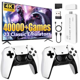2025 Upgraded Retro Gaming Console Pro, 4K HDMI Video Game Consoles with 40,000+ Games & 23 Emulators, Plug and Play Video Gaming Stick with Upgrade Dual 2.4G Wireless Controllers (128G)