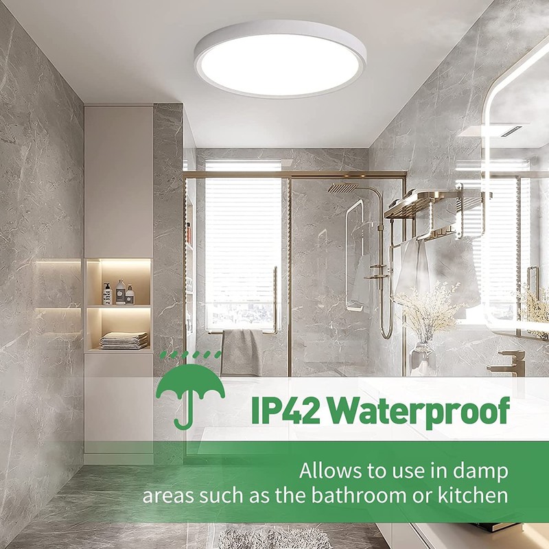 15.8 Inch LED Flush Mount Ceiling Light, 32W, 3480LM, 3000K/4000K/6000K