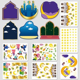26 Pcs Muslim Eid Ramadan Sticker Eid Mubarak Craft Kits Ramadan Sticker Craft Gifts Muslim Eid Ramadan Sticker Bulk Gift Hanging Ornament Decoration Eid Mubarak Kareem Mosque Sticker Hanging Ornament
