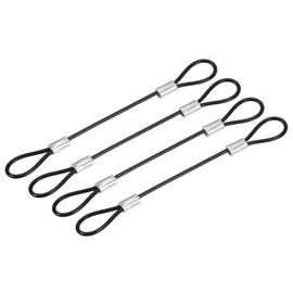 TOP-VIGOR 4Pcs 5 Inch Safety Cable Lock, 2mm Dia Stainless Steel Security Wire Ropes with Double Loop for Outdoor Gate Stage Lighting Luggage Suitcase Wire Lock, 0.125m