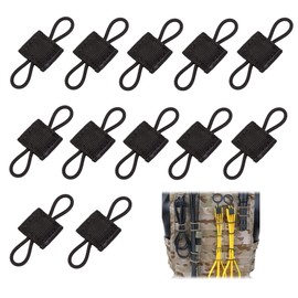 Pack of 12 Outdoor Molle Bag Buckle, Tactical Vest Strap with Buckle, Molle System Backpack Vest Accessories, Accessories for Tactical Backpack, for Antenna Stick Tube, Bottles, etc. (Black), black