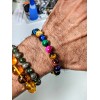RAYON Multi-Color Tiger Eye Bracelet Men Stretc 10mm 7 7.5