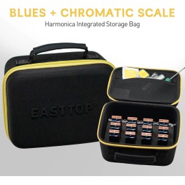 EASTTOP Harmonica Carry Case-Harmonica Storage & Carrying Case for 12 Harmonicas