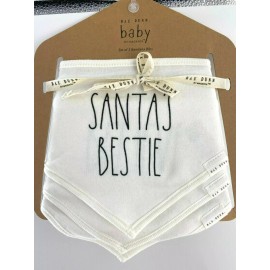 Rae Dunn Baby Christmas Bibs Bandana Santa's Bestie Oh What Fun Believe Set of 3