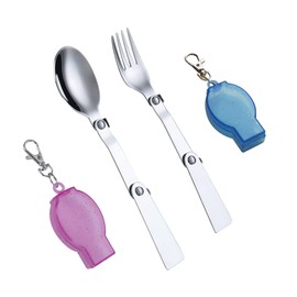 ENLACE Folding Forks and Spoon Set, Foldable Spoon and Fork Set 304 Stainless Steel with Two Plastic Containers for Travel, Camping, Thermos, Picnic, Other Outdoor Activities