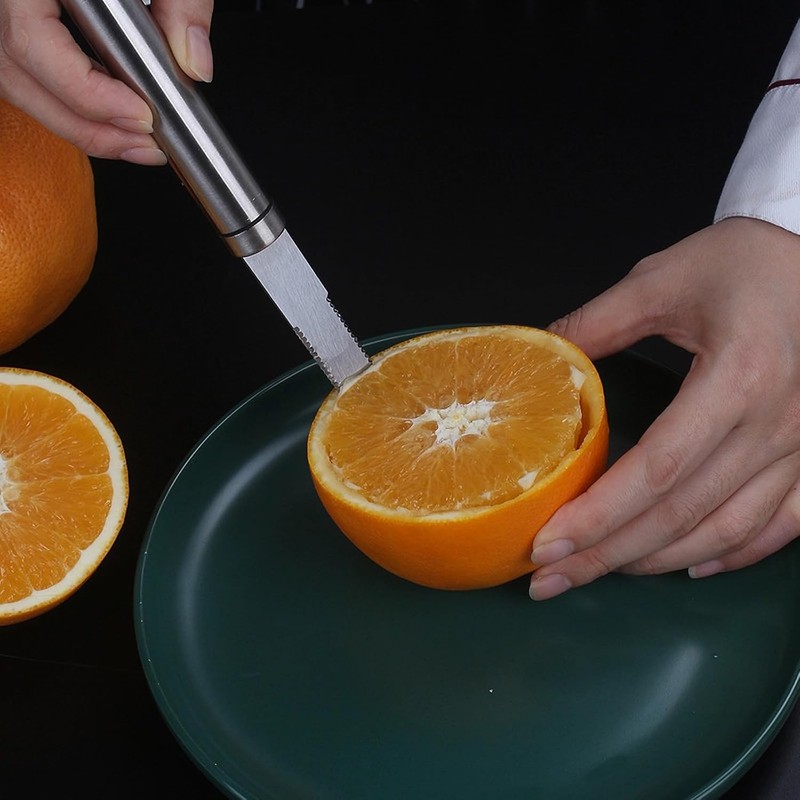 Stainless Steel Grapefruit Knife - Curved Serrated Bread for Kitchen