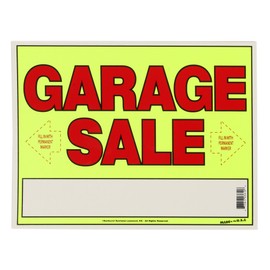 Sunburst Systems 3610 Garage Sale Sign 14" x 11" Neon, w/Directional Arrows & box to write info in, Weather Resistant