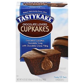 Tastykake Chocolate Lovers Cupkakes, Chocolate Cupcakes with Creme Filling - 2 Boxes