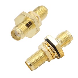 exgoofit SMA Bulkhead Adapter Female Coupler 2-Pack Waterproof Panel Mount Connector for RF Coaxial Antennas