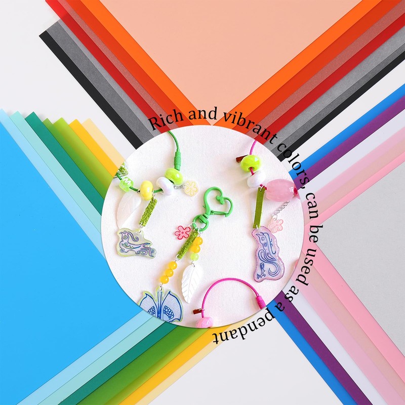 INCAUCA 12 Colors Shrink Plastic Sheet, Frosted Shrinking Paper, Shrink