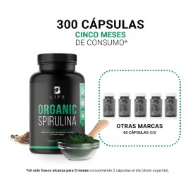 Espirulina Organica De 300 Cáps 500mg Alga Spirulina B Life