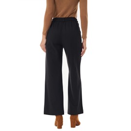 Fakanhui Women's Wool Blend Dress Pants Winter Warm Wide Leg High Waist Casual Work Slacks Trouser Pants Black