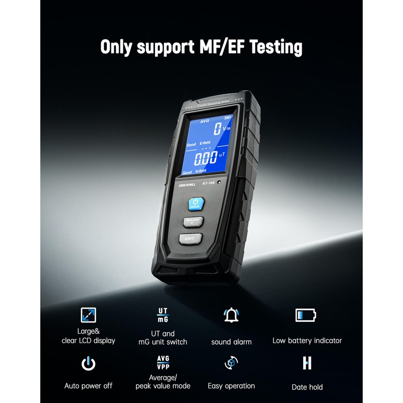 ERICKHILL EMF Meter, Detects Electric and Magnetic Fields, Handheld Digital