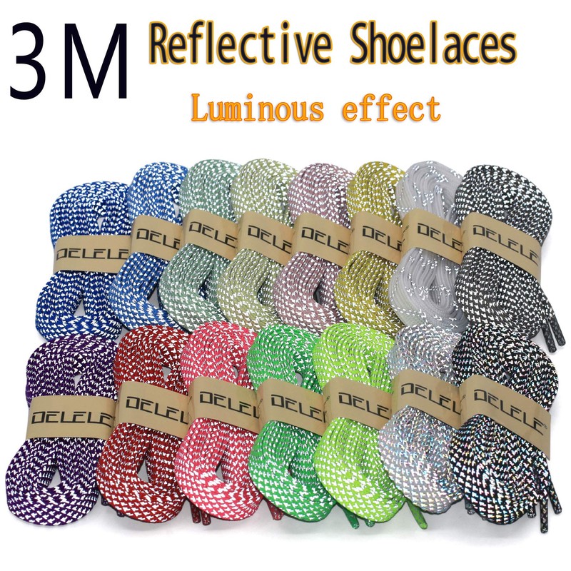DELELE 2 Pairs Reflective Shoelace Flat Yellow Safety Laces for