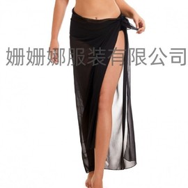 A197 Women's Gauze Cage Bikini Cover-up, Long Chiffon Swimwear Blouse White + One Size 10ea