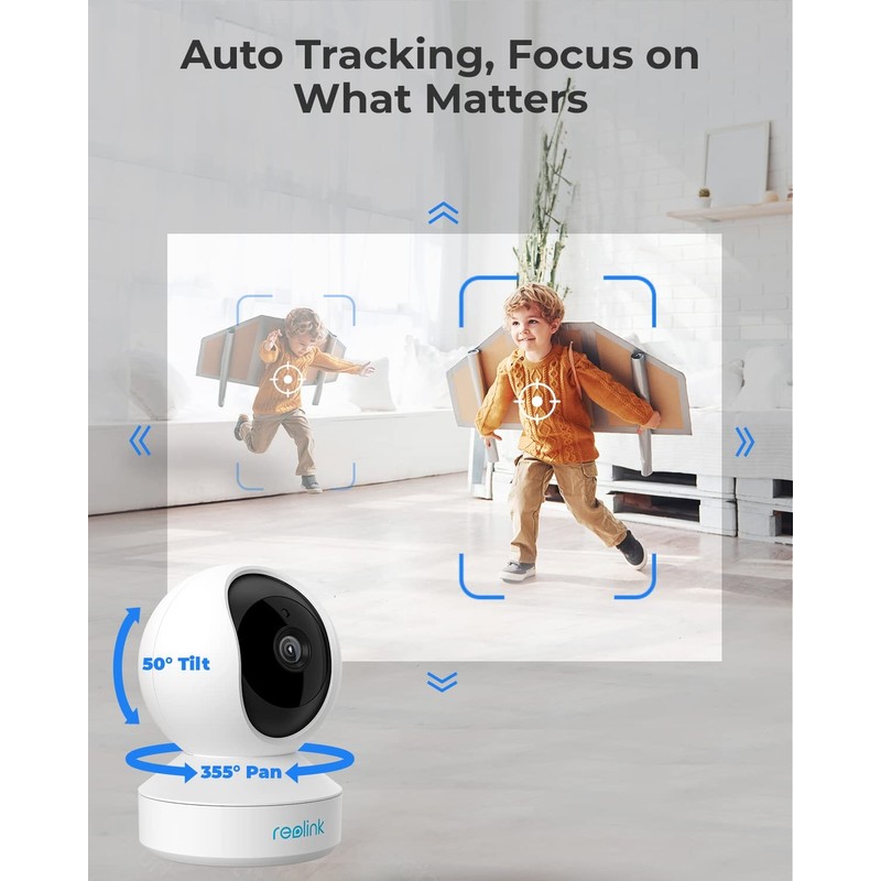 Reolink 4MP Indoor Security Camera, 2.4G/5GHz Dual-Band WiFi, Pan Tilt