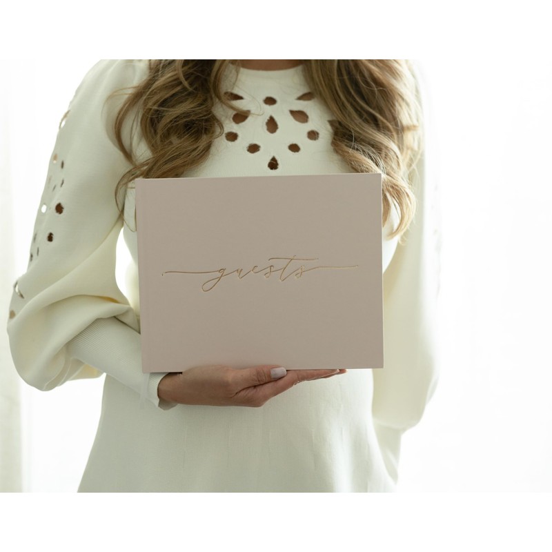 Gilded Paper Wedding Guest Book - Premium Quality Elegant Guest