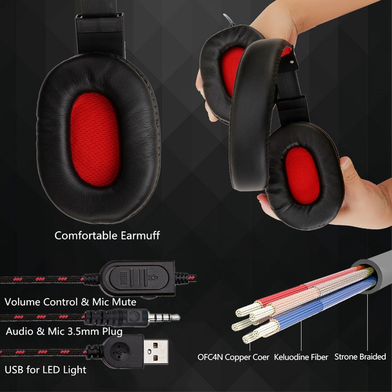 SY755MV Luminous Game Headphone Over-ear Gaming Headset with Microphone PC