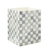 MACKENZIE-CHILDS Capiz Waste Bin, Decorative Bathroom and Bedroom Trash Can, Gray-and-White Sterling Check