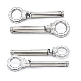 Ring Lifting Expansion Eyebolt Screw Bolt 304 Stainless Steel Closed Hook Anchor Eye Bolt Wall Concrete Brick Expansion Screws Bolts Anchors Fastener M6x80mm 5 Pack