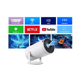 [Built-in App] Mini Projector 4K 1080P, Portable Projector with WiFi and Bluetooth, Smart Projector Auto Horizontal Correction, 130'' Screen Movie Projector, 240 ° Rotatable Outdoor Movie Projector