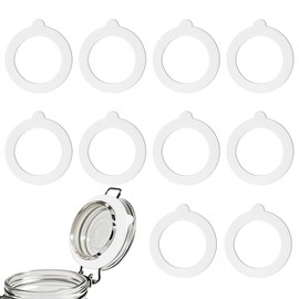 10 Pieces Rubber Seals Rings for Glass Jars, Airtight Silicone Replacement Gasket for Jars, Leakproof Silicone Gasket Sealing Rings for Mason Jars, Elastic and Fits Most Sizes (White)