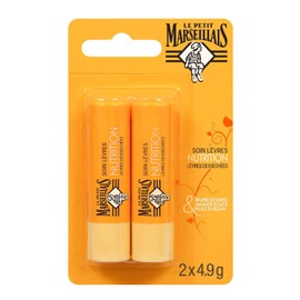 Le Petit Marseillais | Soin Lèvres Nutrition Lèvres Desséchées (2 tubos de 0.17 oz) – Baume à lèvres au beurre de karité, amande douce et huile d'argan – Stick à lèvres nourrissant