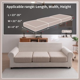OHSIO Sectional Couch Covers, Wear Resistant Stretch Sofa Covers Washable Soft Couch Cushion Covers Anti Slip Furniture Protector Sofa Slipcovers for Pets (3 Pieces 3 Seaters Cover, Light Brown)