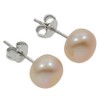 Sterling Silver Freshwater Pearl Stud Earrings (Pink)