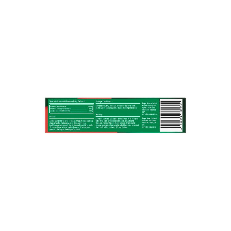 Berocca Immune Daily Defence Vitamin C, D and Zinc, Orange