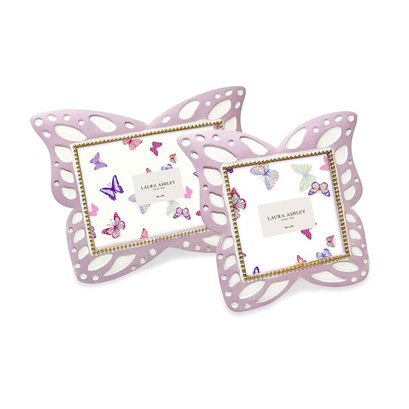 Laura Ashley 4x4 Lavender Resin Butterfly Picture Frame with Dotted