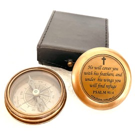 Religious Gifts - Engraved God Compass Inspirational Christian Gifts for Men Catholic, Communion Baptism Gifts Boys Girls Kids, Graduation Gift, Sentimental Gifts Woman (Holy Cross God's Blessings)