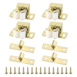 PATIKIL Cabinet Latches Double Roller Latches Set of 4 Stainless Steel Cabinet Door Spring Bead Hardware Latches for Cupboard Wardrobe Closet with Spear Strike Go
