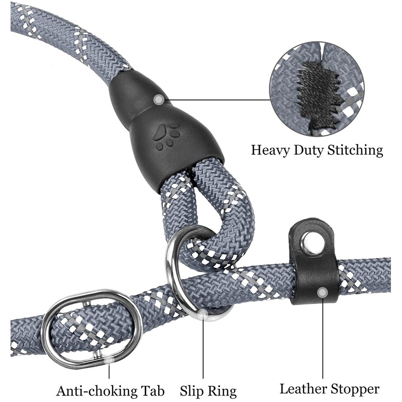 TagME Slip Lead for Dogs,1.8m Reflective Dog Lead with Soft
