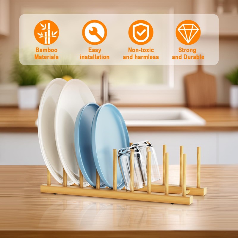 Mukylar Bamboo Dish Drying Rack for Kitchen Organizer-Sturdy Plate Rack