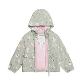 Carter's Girls' Lightweight Spring 2025 Windbreaker Jacket, Olive Floral