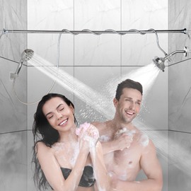 Dual Shower Head for Couples, High Pressure Double Shower Heads for Two People, Adjustable Tandem Shower Head System with 9 Flow Settings