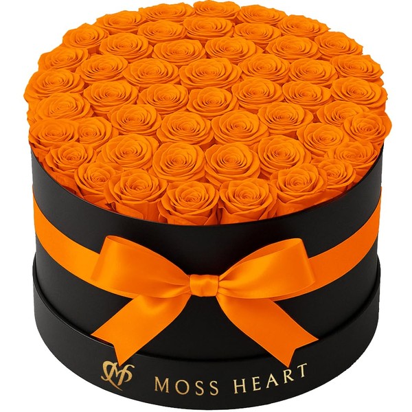 50 Preserved Roses, Forever Flowers for Delivery in Designer Round-Shaped