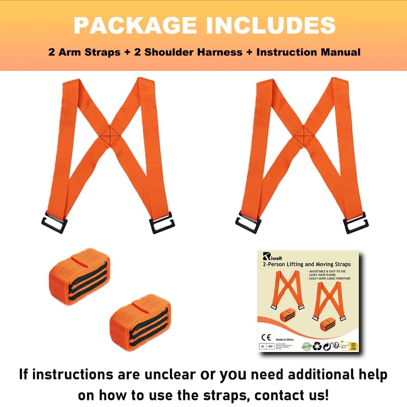 Riwer 2-Person Shoulder Strap Transport Belt Lifting Straps for Movers,