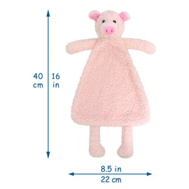Doindute Baby Pink Pig Soft Stuffed Animal Security Blanket, Plush Pig Character Lovey Blanket, Baby Shower/Nursery Gift, Newborn Infant Toddler Snuggle Blankie for Boys Girls, 16 Inches