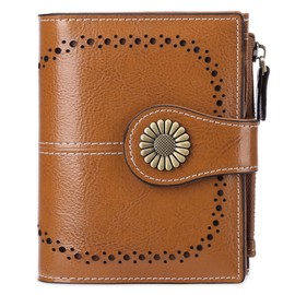 SENDEFN Small Womens Wallet Leather Bifold Card Holder RFID Blocking with Zipper Coin Pocket