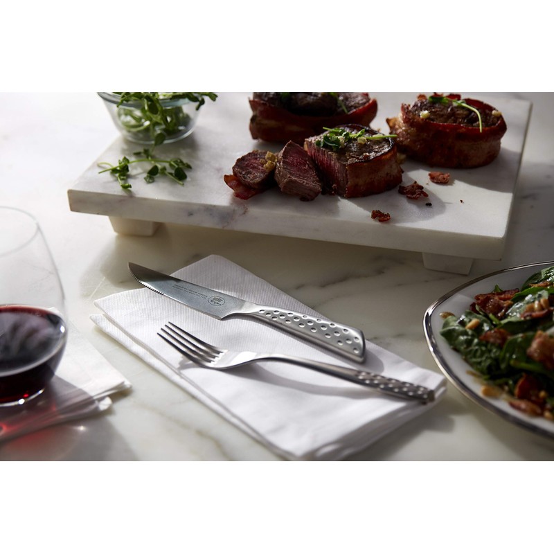 Weber 17077 Deluxe Steakbesteck Set, 4-teilig, Edelstahl, gezahnte Klinge, Silber