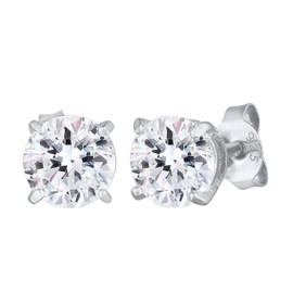 Kuzzoi 0306152222 Men's Stud Earrings Round (6 mm) with Sparkling Crystal Made of 925 Sterling Silver, High-Quality Stud Earrings for Men, Sterling Silver, Crystal