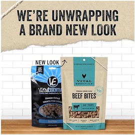 Vital Essentials Freeze Dried Raw Whole Animal Dog Treats, Beef Bites, 6.2 oz | Premium Quality High Protein Training Treats | Grain Free, Gluten Free, Filler Free