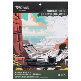 Brea Reese: Scratch Art Paper Pad - Destinations - 6 Designs, Metallic Guided Art, Dual-Tip Stylus & Brush, Easy-to-Frame 9x12 Pages, Adult Craft Kit